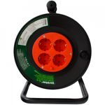 Casa si Gradina - Electrice - Accesorii electrice - Prelungitoare, triple, fise - Prelungitor derulator 25m, 4 prize cu impamantare, cablu 3x1,suport plastic+metal, Strohm - Infinity.ro