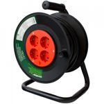 Casa si Gradina - Electrice - Accesorii electrice - Prelungitoare, triple, fise - Prelungitor derulator 25m, 4 prize cu impamantare, cablu 3x1,suport plastic+metal, Strohm - Infinity.ro