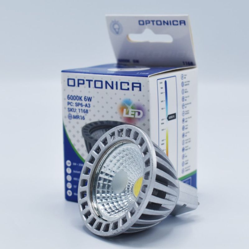 Casa si Gradina - Corpuri si surse de iluminat - Becuri si tuburi neon - Becuri - Bec LED MR16 Optonica, 12V, 6W(48W), 400 lm, lumina rece (6000K), clasa energetica G - Infinity.ro
