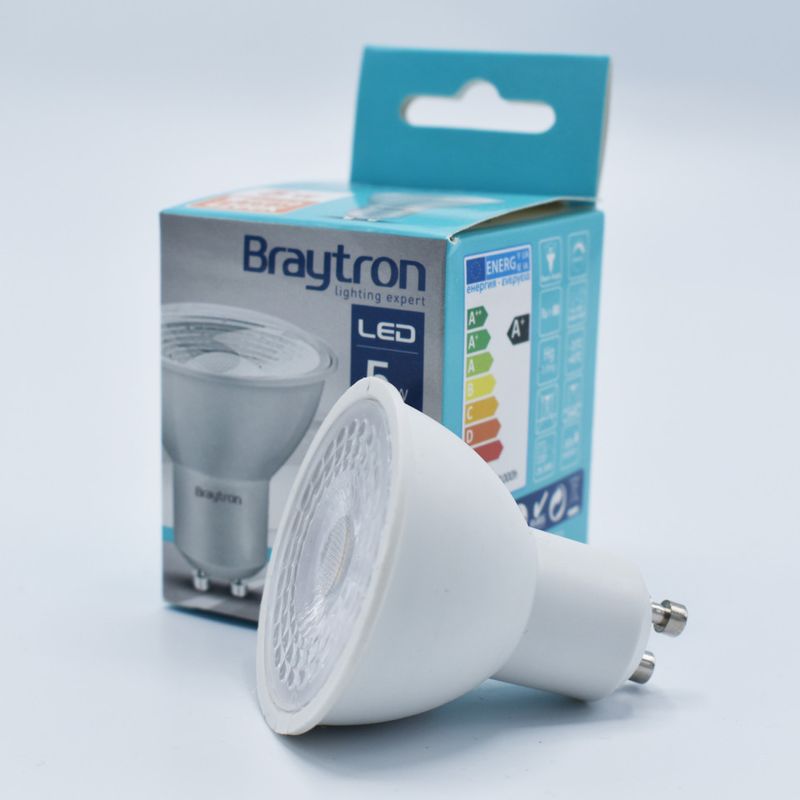 Casa si Gradina - Corpuri si surse de iluminat - Becuri si tuburi neon - Becuri - Bec LED 5.5W(50W) Braytron, GU10, 400 lm, lumina neutra (4000 K), dimabil, clasa energetica F - Infinity.ro