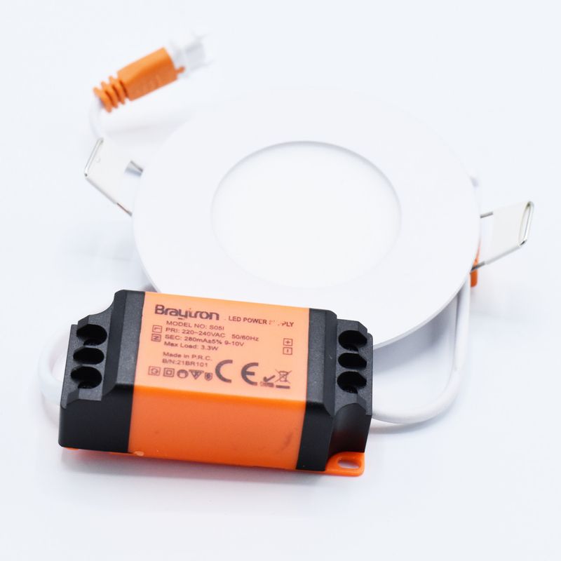 Casa si Gradina - Corpuri si surse de iluminat - Plafoniere, aplice si spoturi - Spot LED 3W Incastrat, Rotund, Braytron, 150lm, Lumina Rece (6500K), Alb - Infinity.ro