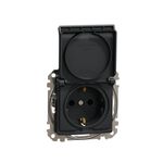 Casa si Gradina - Electrice - Prize - Priza simpla cu impamantare, cu capac, 16A, IP20, antracit, Schneider Sedna Design - Infinity.ro