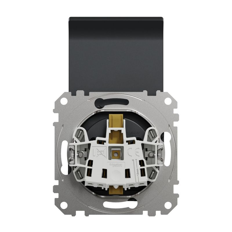 Casa si Gradina - Electrice - Prize - Priza simpla cu impamantare, cu capac, 16A, IP20, antracit, Schneider Sedna Design - Infinity.ro