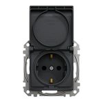 Casa si Gradina - Electrice - Prize - Priza simpla cu impamantare, cu capac, 16A, IP20, antracit, Schneider Sedna Design - Infinity.ro