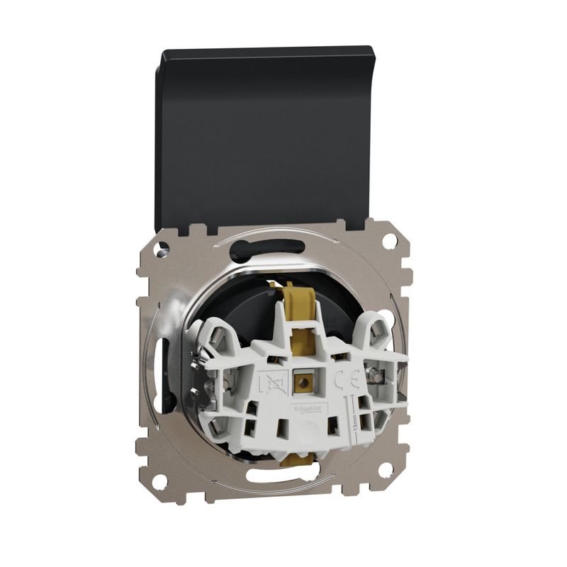 Casa si Gradina - Electrice - Prize - Priza simpla cu impamantare, cu capac, 16A, IP20, antracit, Schneider Sedna Design - Infinity.ro