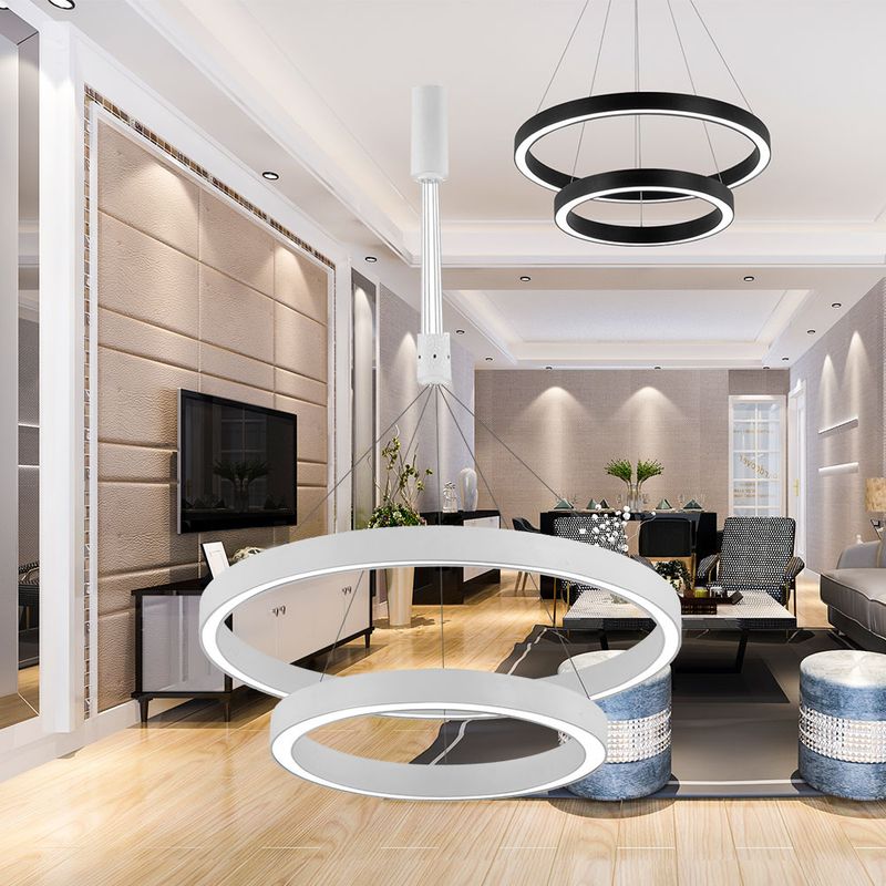 Casa si Gradina - Corpuri si surse de iluminat - Lustre si pendule - Lustra LED Lina BR-BH16-09680, 65W, 6500lm, lumina calda+neutra+rece, IP20, alba, Braytron - Infinity.ro