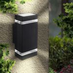 Casa si Gradina - Corpuri si surse de iluminat - Plafoniere, aplice si spoturi - Aplica exterioara Hana, 2 becuri, dulie GU10, neagra, protectie IP54, Masterled - Infinity.ro