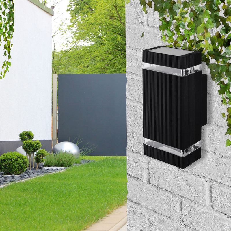 Casa si Gradina - Corpuri si surse de iluminat - Plafoniere, aplice si spoturi - Aplica exterioara Hana, 2 becuri, dulie GU10, neagra, protectie IP54, Masterled - Infinity.ro