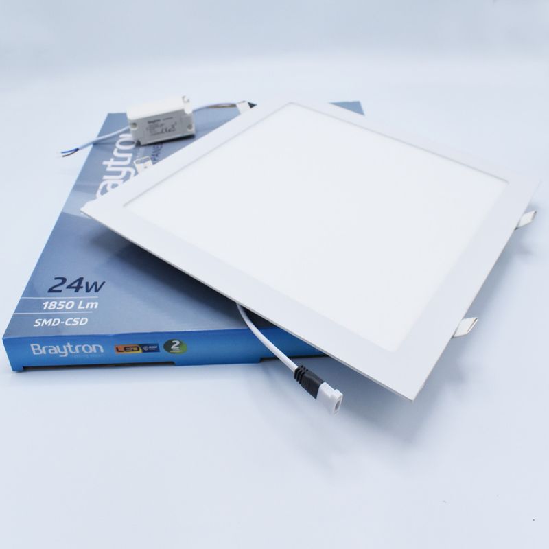 Casa si Gradina - Corpuri si surse de iluminat - Plafoniere, aplice si spoturi - Spot LED 24W Incastrat, Patrat, Braytron, 1850lm, Lumina Rece (6500K), Alb - Infinity.ro