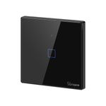 Casa si Gradina - Electrice - Distributie electrica si comanda - Intrerupatoare - Intrerupator simplu smart, sticla securizata neagra, montaj in doza, compatibil Alexa si Google Assistant, Sonoff - Infinity.ro