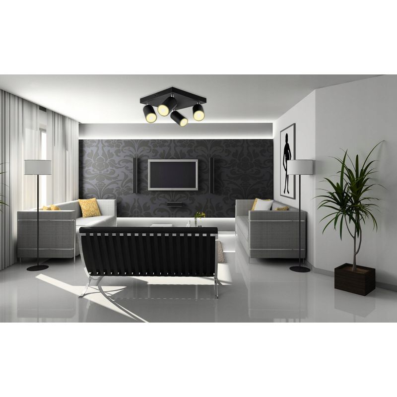 Casa si Gradina - Corpuri si surse de iluminat - Plafoniere, aplice si spoturi - Spot Bardo 1298-LVT, orientabil, 4xGU10, negru, IP20, Masterled - Infinity.ro