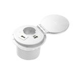 Casa si Gradina - Electrice - Prize - Priza incorporabila rotunda, 1xSchuko, USB A+C + 1 port(USB A, HDMI, RJ45), incarcare Wireless 5 W, 1.5m, alba, GTV - Infinity.ro