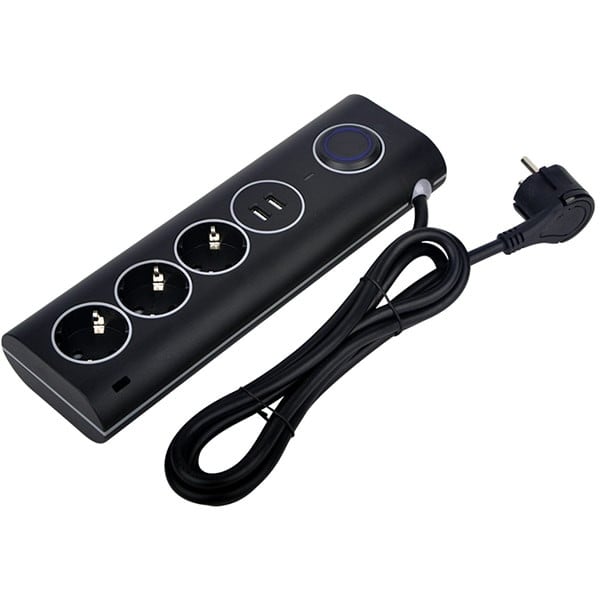 Prelungitor cu protectie la supratensiune, 3 prize, 1.5m cablu, 2 USB 2.4A max, Strohm