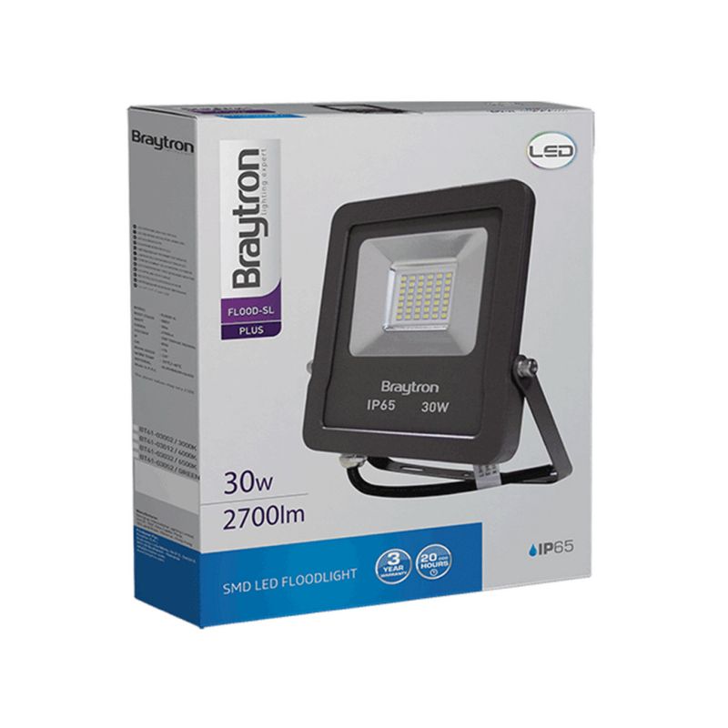 Casa si Gradina - Corpuri si surse de iluminat - Iluminat comercial si industrial - Proiectoare si lampi de lucru - Proiector led 30W, 2550lm, IP65, lumina calda 3000K, Gri, Braytron - Infinity.ro
