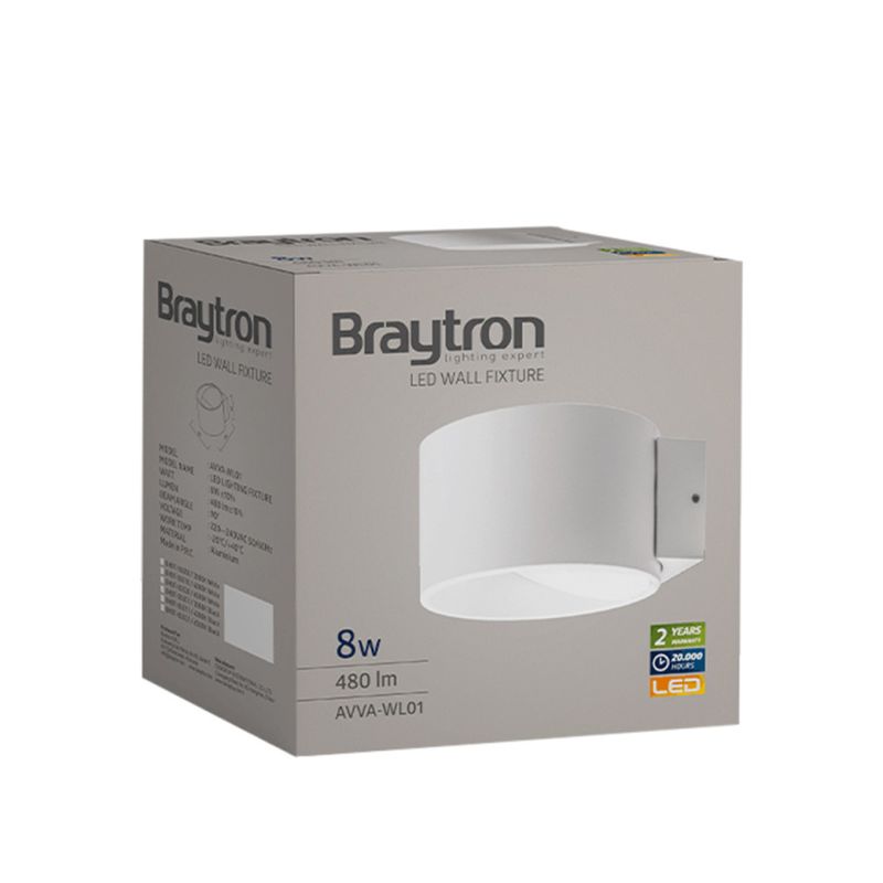 Casa si Gradina - Corpuri si surse de iluminat - Plafoniere, aplice si spoturi - Aplica LED Avva BH07-03000, 8W, 480lm, lumina calda, IP20, alba, Braytron - Infinity.ro