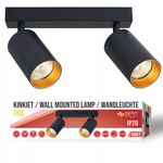 Casa si Gradina - Corpuri si surse de iluminat - Plafoniere, aplice si spoturi - Spot Eris Gold 4807-LVT, orientabil, 2xGU10, negru+auriu, IP20,, Masteled - Infinity.ro