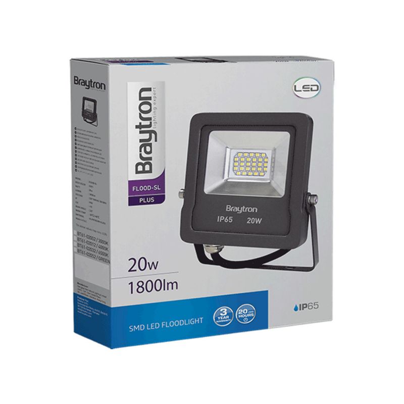 Casa si Gradina - Corpuri si surse de iluminat - Iluminat comercial si industrial - Proiectoare si lampi de lucru - Proiector led SMD 20W, 1700lm, IP65, lumina calda 3000K, Gri, Braytron - Infinity.ro