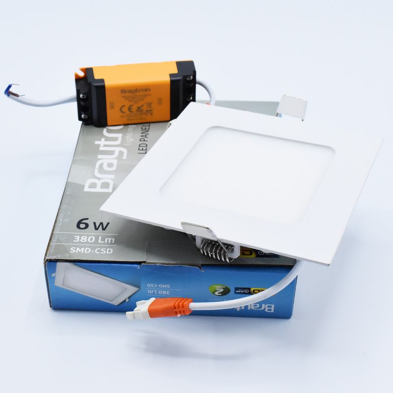 Casa si Gradina - Corpuri si surse de iluminat - Plafoniere, aplice si spoturi - Spot LED 6W Incastrat, Patrat, Braytron, 380lm, Lumina Rece (6500K), Alb - Infinity.ro