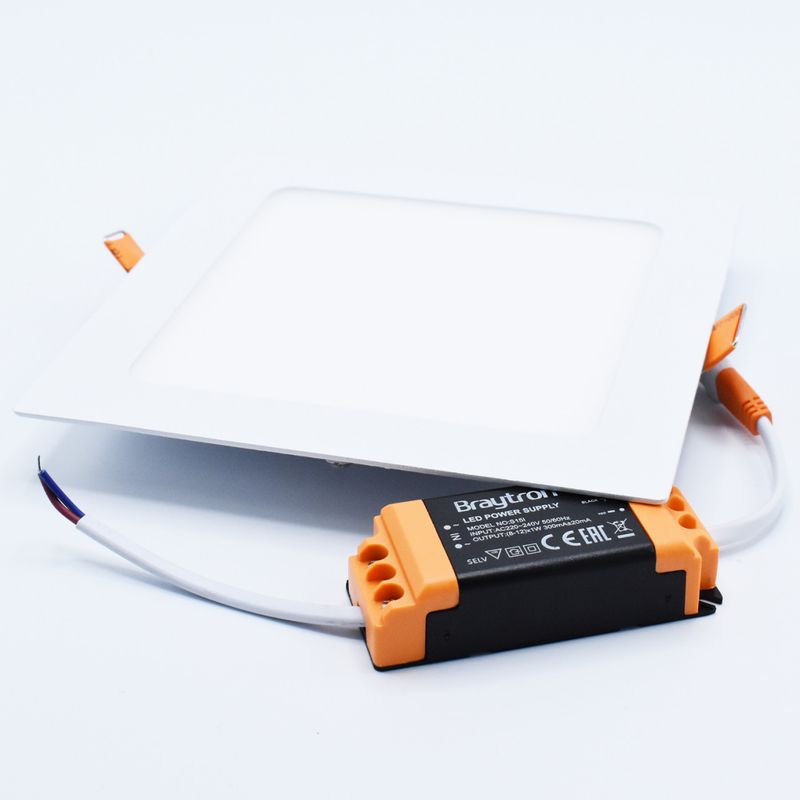 Casa si Gradina - Corpuri si surse de iluminat - Plafoniere, aplice si spoturi - Spot LED 12W Incastrat, Patrat, Braytron, 910lm, Lumina Calda (3000K), Alb - Infinity.ro