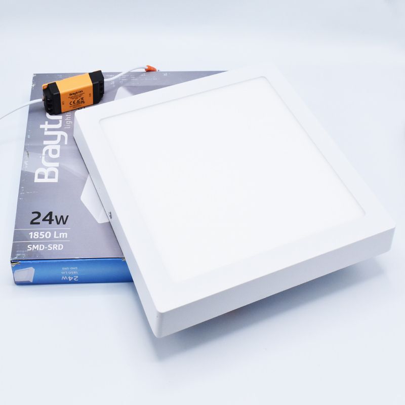 Casa si Gradina - Corpuri si surse de iluminat - Plafoniere, aplice si spoturi - Spot LED 24W Aplicat, Patrat, Braytron, 1850lm, Lumina Calda (2700-3000K), Alb - Infinity.ro