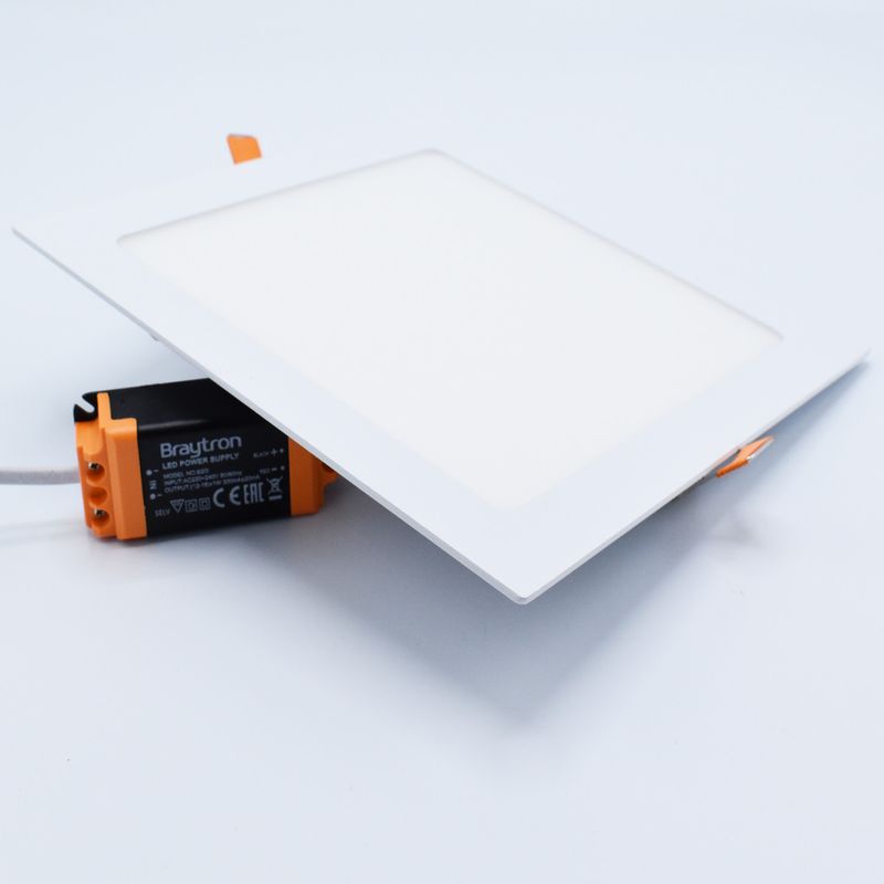 Casa si Gradina - Corpuri si surse de iluminat - Plafoniere, aplice si spoturi - Spot LED 18W Incastrat, Patrat, Braytron, 1360lm, Lumina Calda (3000K), Alb - Infinity.ro