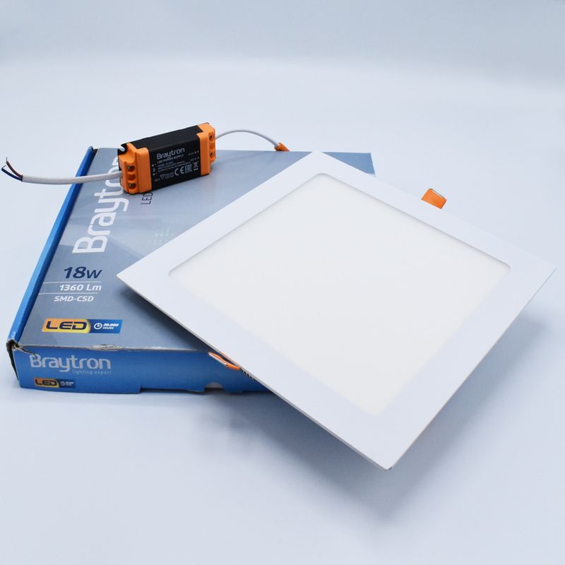 Casa si Gradina - Corpuri si surse de iluminat - Plafoniere, aplice si spoturi - Spot LED 18W Incastrat, Patrat, Braytron, 1360lm, Lumina Calda (3000K), Alb - Infinity.ro