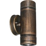 Casa si Gradina - Corpuri si surse de iluminat - Iluminat exterior - Instalatii luminoase exterior - Corp exterior, auriu rustic, protectie IP44, 2 becuri, dulie GU10, Lumen - Infinity.ro