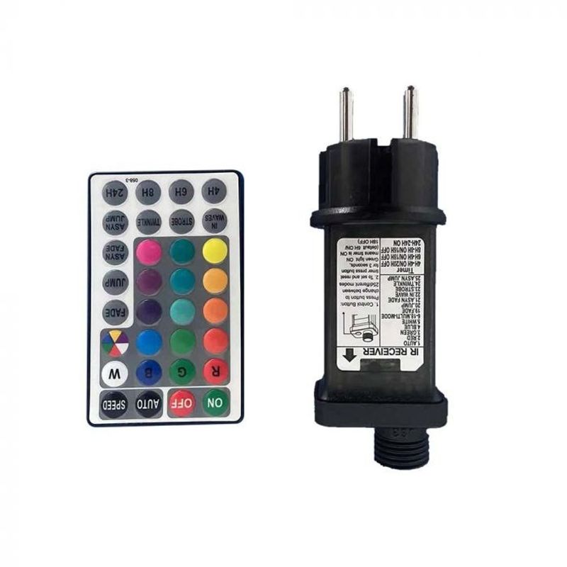 Casa si Gradina - Decoratiuni - Decoratiuni petrecere - Bannere si ghirlande decorative - Ghirlanda luminoasa RGB cu telecomanda 15 becuri, 7.5W, 30lm/bec, 13 metri, IP44, V-TAC - Infinity.ro