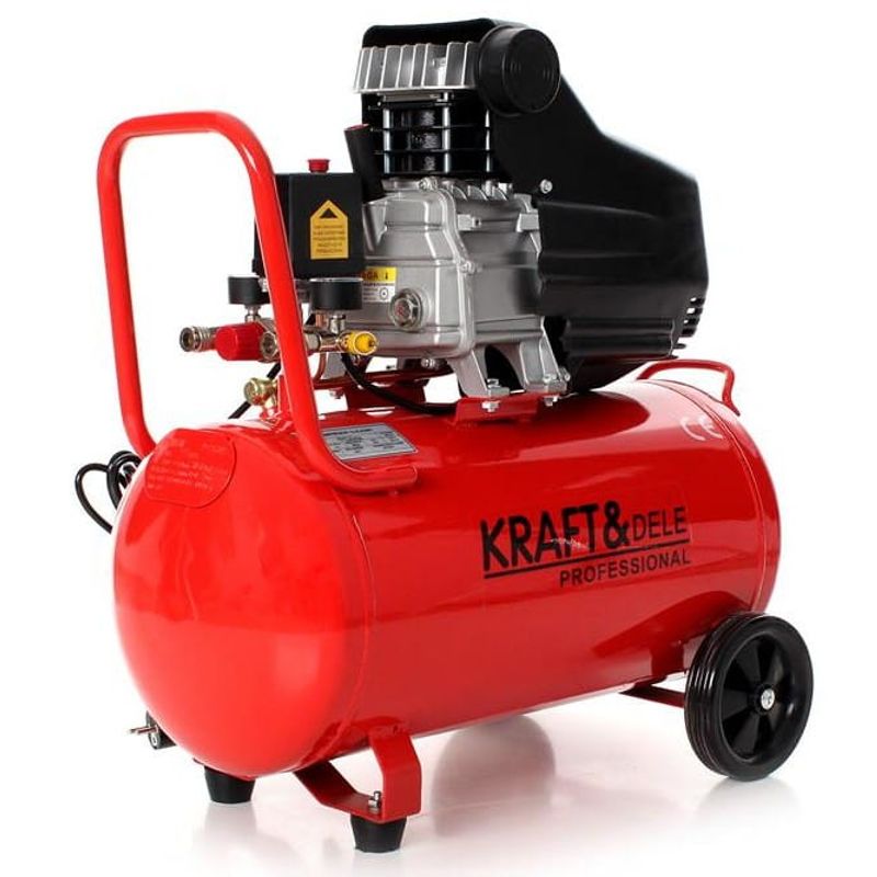 Casa si Gradina - Electrice - Echipamente electrice - Compresoare - Compresor de aer Kraft&Dele 50L, 8 bar, 206 L/min, 3.8CP + Set 18 piese aer comprimat - Infinity.ro