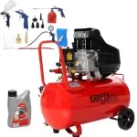 Casa si Gradina - Electrice - Echipamente electrice - Compresoare - Compresor de aer Kraft&Dele 50L, 8 bar, 206 L/min, 3.8CP + Set 18 piese aer comprimat - Infinity.ro