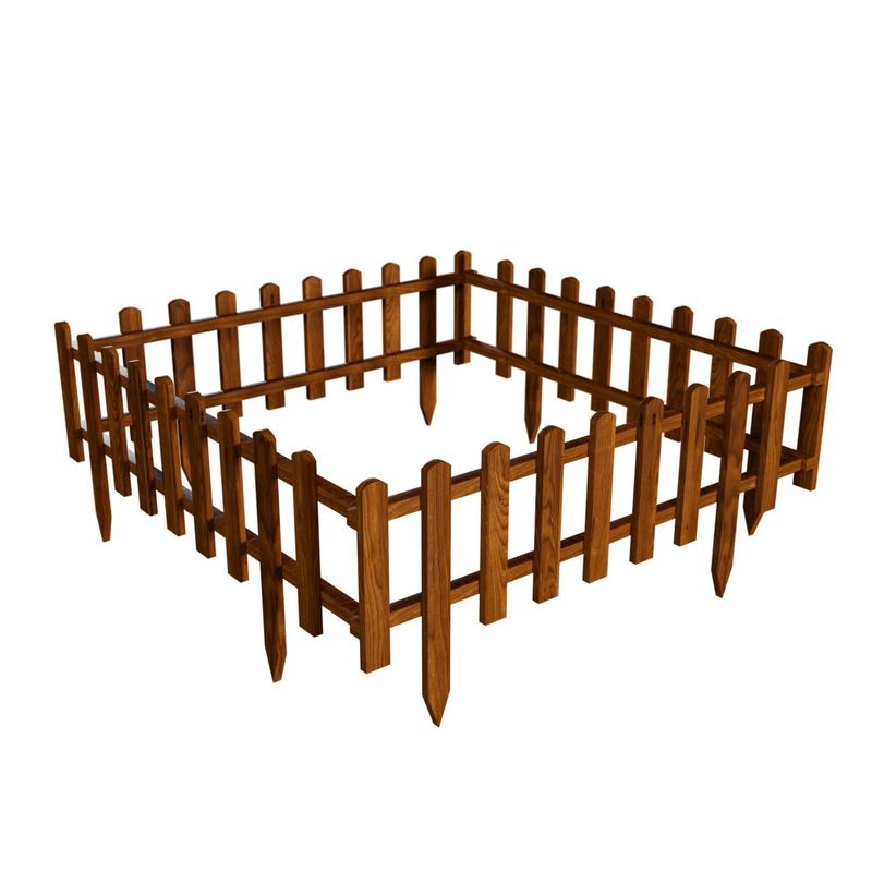 Casa si Gradina - Gradina si terasa - Mobilier exterior - Accesorii pentru gradina - Gard de gradina decorativ, din lemn distantat, maro, 104x30 cm - Infinity.ro