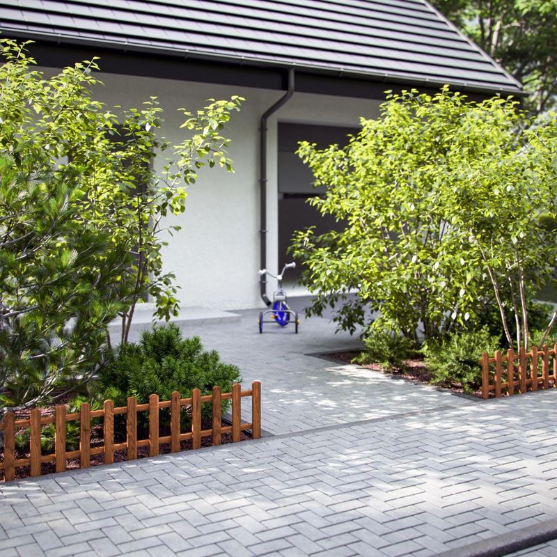 Casa si Gradina - Gradina si terasa - Mobilier exterior - Accesorii pentru gradina - Gard de gradina decorativ, din lemn distantat, maro, 104x30 cm - Infinity.ro