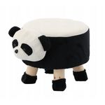 Casa si Gradina - Mobilier - Mobilier copii - Mobilier camera copiilor - Taburet pentru copii, rotund, model urs panda, textil, lemn, alb si negru, max 50 kg, 28x25 cm, Chomik - Infinity.ro