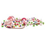 Jucarii, Copii si Bebe - Jucarii si jocuri - Vehicule si jucarii cu telecomanda - Trenulete de jucarie - Pista de tren din lemn cu gara, Woodyland - Infinity.ro