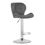 Casa si Gradina - Mobilier - Scaune si fotolii - Scaune - Scaun de bucatarie/bar, Artool, West, rotativ, catifea, 46x48.5x90-111 cm, gri si argintiu - Infinity.ro