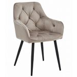 Casa si Gradina - Mobilier - Scaune si fotolii - Scaune - Scaun stil fotoliu bucatarie/living, Artool, York, catifea, metal, 56x62x83.5 cm, bej inchis si negru - Infinity.ro