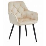 Casa si Gradina - Mobilier - Scaune si fotolii - Scaune - Scaun stil fotoliu bucatarie/living, Artool, York, catifea, metal, 56x62x83.5 cm, bej si negru - Infinity.ro