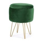 Casa si Gradina - Mobilier - Scaune si fotolii - Tabureti - Taburet, rotund, cu spatiu depozitare, catifea, verde, max 90 kg, 35x35x45 cm, Lilli - Infinity.ro