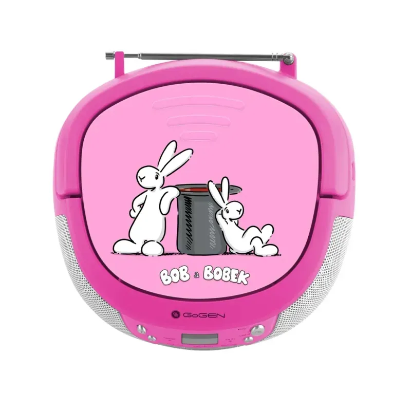 Jucarii, Copii si Bebe - Jucarii si jocuri - Jucarii & jocuri educative - Laptopuri, tablete si gadget-uri copii - Radio CD pentru copii GoGEN BOB AND BOBEK, 2 x 0,8 W, Bluetooth, karaoke, microfon, MP 3, USB, AUX in, roz - Infinity.ro