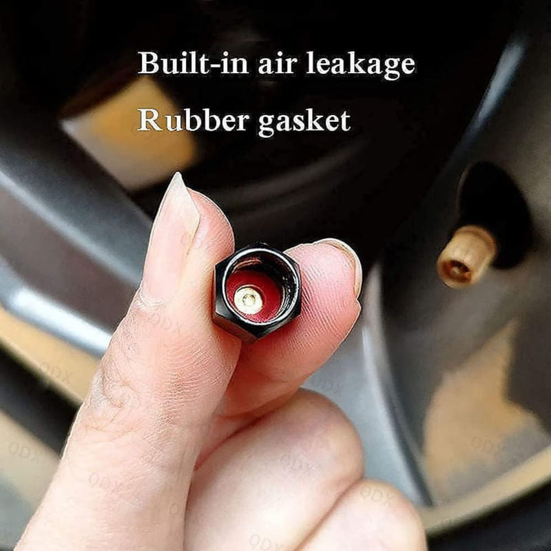 Auto si Moto - Piese auto si accesorii - Piese auto - Tuning - Set 4 capace hexagonale decorative pentru valva auto, Aluminiu, 1.8 cm, Rosu - Infinity.ro