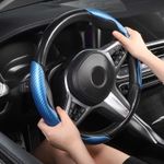 Auto si Moto - Piese auto si accesorii - Piese auto - Tuning - Set 2 ornamente volan finisaj CARBON ALBASTRU, dimensiune universala - Infinity.ro