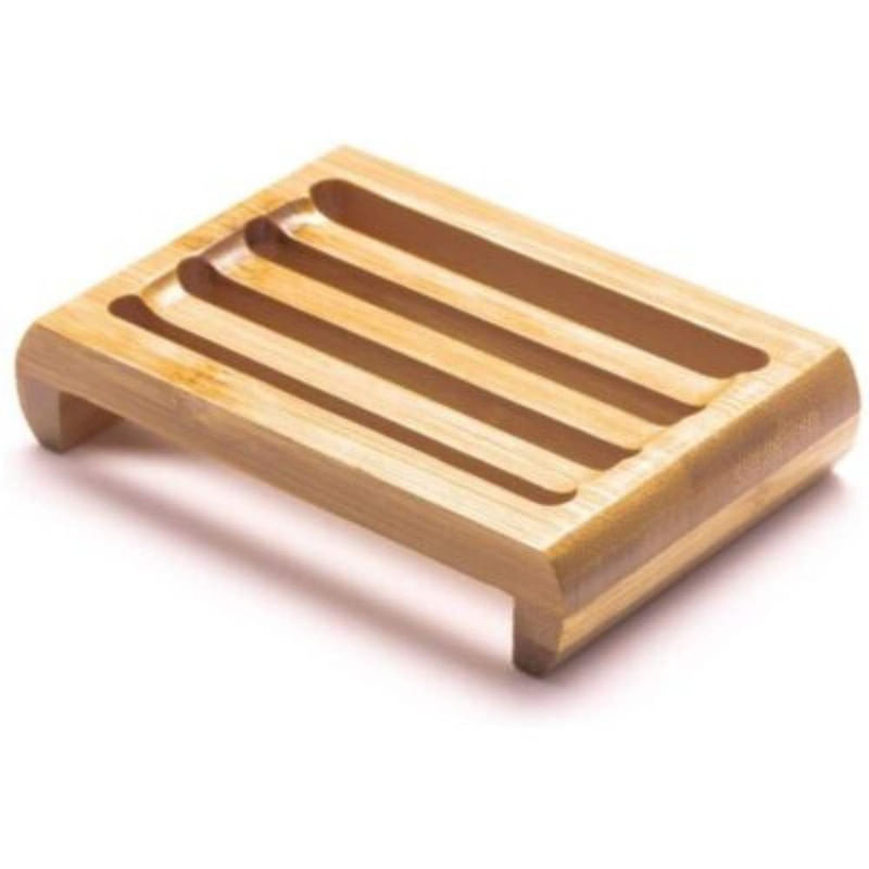 Casa si Gradina - Sanitare - Suporturi si accesorii baie - Accesorii baie - Sapuniera din lemn natural Bambus, anti-derapanta, drenaj apa, 10.9 x 7.5 cm, Maro - Infinity.ro