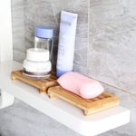 Casa si Gradina - Sanitare - Suporturi si accesorii baie - Accesorii baie - Sapuniera din lemn natural Bambus, anti-derapanta, drenaj apa, 10.9 x 7.5 cm, Maro - Infinity.ro