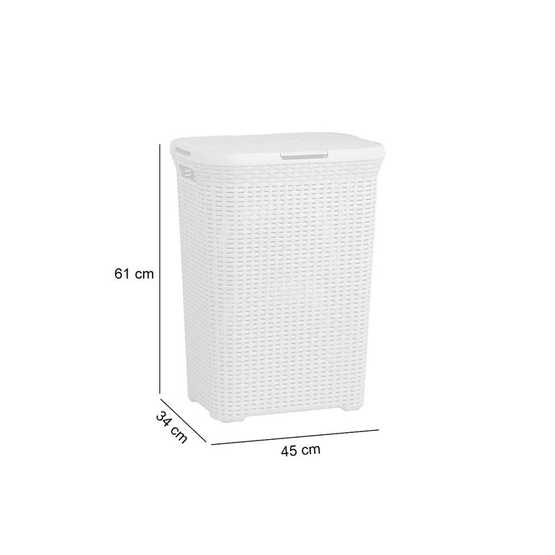 Market - Spalare si intretinere rufe - Uscatoare de rufe si accesorii - Cos rufe, 2 manere, capac, maro, 40 L, 44x34x61 cm, Curver - Infinity.ro