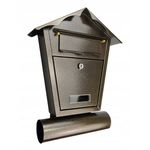 Casa si Gradina - Constructii - Depozitare, transport si protectie - Cutii postale - Cutie postala, cu loc pentru ziar, auriu, format B6, 29.5x7.5x37.5 cm, Damech - Infinity.ro