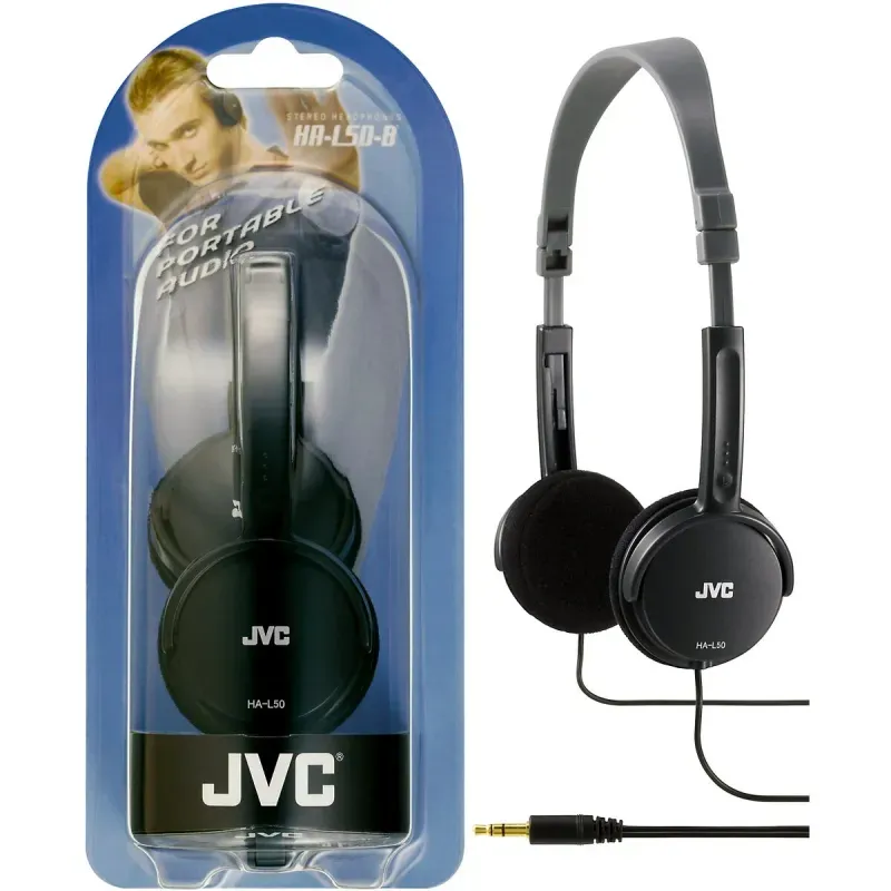 TV, Audio-Video si Foto - Portabile audio - Casti audio - Casti audio JVC HA-L50-BE, Cu fir, On-ear, design elegant, negru - Infinity.ro
