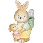 Casa si Gradina - Gradina si terasa - Decoratiuni exterior - Ornamente gradina - Decoratiune gradina, ceramica, solara, iepuras cu pui si cos cu ou, LED, 17.8x25.5x39 cm, MagicHome - Infinity.ro