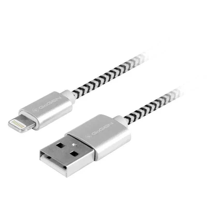 Laptop, Telefoane si Tablete - Telefoane mobile si accesorii - Accesorii Telefoane - Cabluri si adaptoare telefoane - Cablu de incarcare si transfer de date GoGEN, USB la Lightning, 2 metri, impletitura textila, argintiu - Infinity.ro