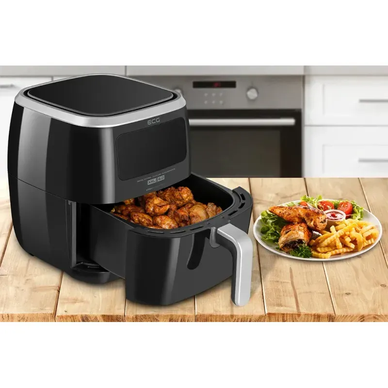 Electronice si Electrocasnice - Electrocasnice bucatarie - Aparate de gatit & desert - Friteuze - Friteuza cu aer fierbinte ECG AF 6000, 7 litri, 1800 W, 8 programe, control temperatura 30-200°C - Infinity.ro