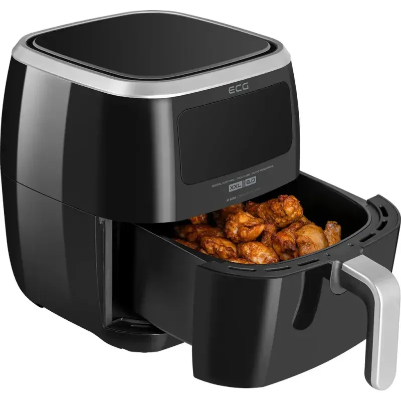 Electronice si Electrocasnice - Electrocasnice bucatarie - Aparate de gatit & desert - Friteuze - Friteuza cu aer fierbinte ECG AF 6000, 7 litri, 1800 W, 8 programe, control temperatura 30-200°C - Infinity.ro